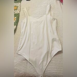 White Abercrombie Square Neck Bodysuit